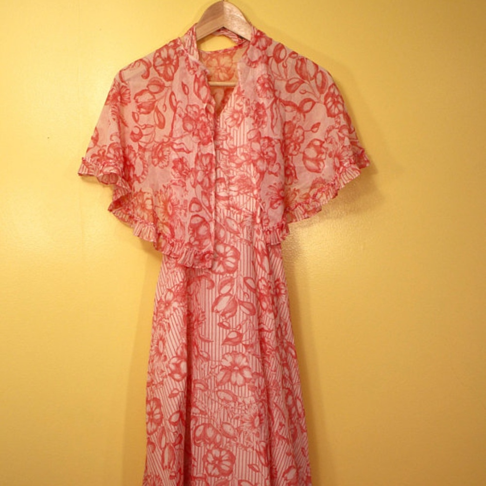 Floral Peach Bridesmaid Spring Dress with shawl